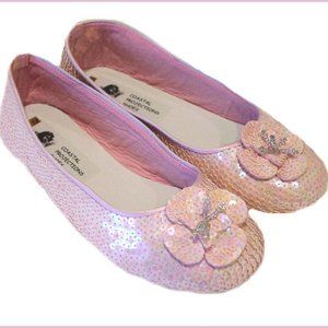 NEW Light Pink Sequin Big Girls Flats Shoes  sz 3Yth Tween Coastal Projections